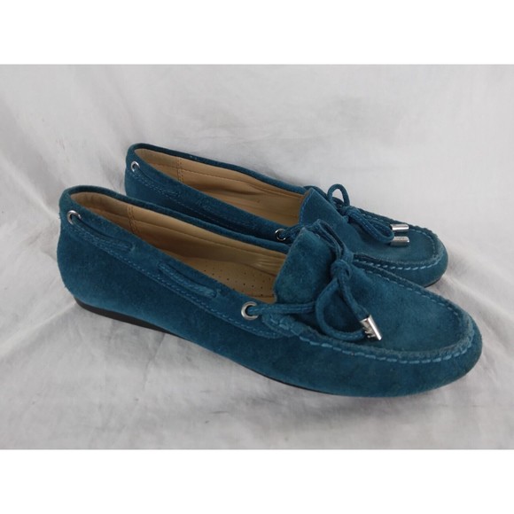 Michael Kors Shoes - Michael Kors Sutton Leather Suede Moccasins Loafer Shoes Teal Womens Size 6 M
